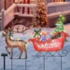 Amazon Luces Metálicas Navideñas Placa Muñeco de Nieve Papá Noel Reno Decoración Navideña Estaca de Jardín Logo de Patio