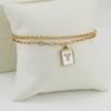Pulseras con Alfabeto de 26 Letras Europeas y Americanas Transfronterizas para Mujer, Doble Capa, Joyería de Acero de Titanio con Clip de Papel de Moda, Al por Mayor en Stock