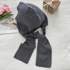 Chal con Capucha Patchwork Rayado Suave y Amigable con la Piel con Cuello Azul Marino, Suéter de Punto con Capucha para Atar, Chal Bufanda Estilo Universitario para Mujer