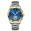 Reloj Multifuncional de la Marca Rui Zhi Yuan para Hombre, Reloj Mecánico Automático Esqueleto con Calendario Perpetuo, Reloj de Pulsera Luminoso Impermeable para Hombre