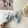 970-38~Sandalias de Tacón Alto Estilo Francés de Punta Cerrada, Zapatos de Hada, Nuevo Modelo 2026, Zapatos Slingback de Punta con Lazo