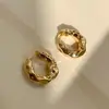 Pendientes Dorados con Textura Arrugada, Lujo Ligero, Sensación de Alta Gama, Pendientes Simples de Otoño e Invierno, Centrados en el Diseño, Moda de Nicho, Pendientes de Aro Lisos