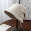 Sombrero de Pescador de Lana a la Moda con Respaldo Plegable Estilo Japonés para Mujer, Elegante y Versátil Sombrero de Cubo Tejido para Calidez Invernal