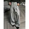 Pantalones de Kendo a rayas, mezcla de TR, estructurados, corte holgado, dobladillo curvo, patrón sutil, pantalones casuales de pierna recta