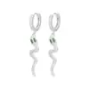 Plata de Ley 925 Año de la Serpiente Moda Aretes de Serpiente con Diamantes Completos para Mujer Personalidad Sentido del Diseño Simple Pequeños Accesorios de Hebilla para la Oreja Aretes