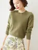 Suéter de punto de cuello redondo para mujer de comercio exterior transfronterizo, otoño e invierno, estilo corto, talla grande, jersey holgado, color liso, top básico