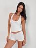 Top Cavado Emagrecedor Perfurado Personalizado de Garota Americana com Cintura e Camisete para Uso Externo com Shorts para Mulheres