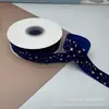 Cinta de Terciopelo de 2.5 cm Estampado en Caliente Cinta Navideña Popular Cinta Flocada Cinta para Decoración de Cajas de Regalo Lazo Hecho a Mano DIY