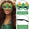 Gafas de Trébol Irlandés St. Decoraciones para Fiesta del Día de San Patricio Accesorios para Fotos Sombrero de Copa Dorado y Verde Marcos para Gafas