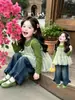 Conjunto de Niña Primavera Otoño 2026 Nueva Moda Pantalones Anchos Infantiles Otoño Estilo Coreano Conjunto de Tres Piezas para Bebé Niña