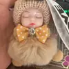 Nuevo Llavero de Piel Genuina de Gama Alta Celebridad de Internet Douyin Muñeca Durmiente Accesorios para Bolsos Colgante de Felpa Muñeca de Piel