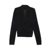 Blusa de Design Estilo Francês Wanwei para Mulheres Outono 2026 Novo Estilo Gola Diagonal Decote V Malha Fina Cintilante Manga Longa Suéter 6043-1