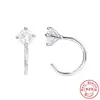 Pendientes Colgantes de Plata de Ley S925 con Diamantes de Cuatro Garras Pendientes de Perforación Pendientes Creativos en Forma de C de Venta Caliente Europea y Americana INS para Mujeres