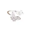 Anillo Abierto de Mariposa Incrustado con Diamantes de Zirconia Estilo Francés, Anillo de Moda Estilo Nicho, Joyería Retro de Lujo Ligero de Alta Gama para Mujer