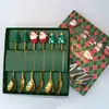 Juego de Cubiertos de Acero Inoxidable Cuchara y Tenedor Navideños Transfronterizos Papá Noel Árbol Cuchara de Postre Dibujos Animados Creativo Set de Regalo Navideño
