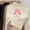 Blusa Térmica de Manga Longa para Meninas, Nova Coleção Primavera, Outono e Inverno, com Gola Alta Meio-Termo e Babados, Blusa Estilosa, Camiseta Infantil para Bebês