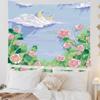 Tecido de Fundo Decorativo para Quarto Arte Curativa Estilo Ins Nórdico Pintura Texturizada Estilo Japonês Tecido Fresco para Pendurar na Cabeceira