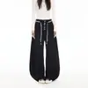 YECHUAN#Pantalones Marrones Mujer Petite Otoño Nuevo Estilo Retro Americano Sentido del Diseño Botones Jeans de Pierna Ancha