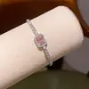 Pulseira de Zircônia Rosa Açucarada Flor Pérola Princesa Fada Super Leve Luxo Alto Padrão Joia Doce Coração de Menina