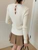 Estilo Coreano Diseño de Lazo Trasero Prendas de Punto Básicas para Mujer Otoño e Invierno Nuevo Top Adelgazante 1354
