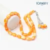 Pulsera Saudí Zanzhu de 10*15 mm, Cuentas de Oración Estilo de Oriente Medio, Color Mixto, Cuentas de Oración Metálicas de Cola Triple