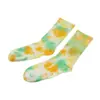 Kuluo Jin Estilo Ins Moda Trendy Calcetines de Algodón Puro Coloridos Tie-Dye Color Arcoíris Leggings de Tiburón Calcetines Casuales