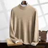 Camisa de cachemira para hombre, cuello redondo, siete agujas, gruesa, cálida, talla grande, interior, color liso, moderna