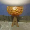 Luminária de mesa para sala de estudo, hotel, luminária de mesa moderna chinesa vintage para cabeceira estilo japonês, luminária de mesa trançada de bambu para quarto, sala de chá wabi-sabi, estilo chinês