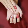 Uñas Portátiles de Navidad Copo de Nieve Amor Brillo Manicura Uñas Postizas Cortas Almendra Mariposa Uñas Largas Europeas y Americanas Venta al por Mayor