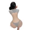 Lingerie com Malha de Cadarço, Suéter, Uniforme, Body Sedutor com Decote Baixo Pura Tentação, Conjunto Sem Remoção