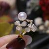 Accesorios DIY anillo de perla de moda seiko de plata de ley S925 soporte vacío soporte de anillo de circonita microincrustada apertura 8-12