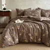 Conjunto de roupa de cama de dupla camada em gaze, com renda francesa, de linho e algodão espessado, para outono e inverno, incluindo uma capa de edredom, em estilo vintage