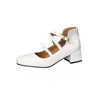 Zapatos Mary Jane Romanos con Tira de Pedrería para Mujer, Nuevo Estilo Zapatos de Tacón Grueso Individuales, Zapatos de Tacón Medio para Mujer, Tallas 32-46