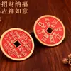 Estilo Antigo Dinheiro Retro Liga Artesanato Vermelho Vermilion Moedas Antigas Fantasma da Montanha Moedas Flor Pingente Bolsa Chinesa Bagua Pingente de Dinheiro