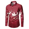 Camisa casual para hombre temática de Navidad con estampado 3D, con motivos navideños, de manga larga, elegante camisa para hombre