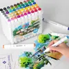 Bolígrafo Marcador Tianhui Transfronterizo de Doble Punta a Base de Aceite Barril Triangular Pincel de Punta Suave Bolígrafo Acuarela Diseño Dibujado a Mano para Niños