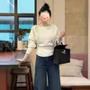Suéter de Punto Estilo Francés, Suave y Delicado, Manga Murciélago para Mujer, Otoño, Gama Alta, Suave y Ceroso, Cintura Fruncida, Camisa Base Superior