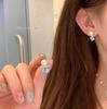 Aretes de Perlas en Cubo de Azúcar de Cristal Azul Océano para Mujer, Nicho de Lujo Accesible, Aretes de Alta Gama y Atmosféricos, Aretes Populares Únicos y Hermosos