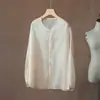 Cardigan de Organza de Seda de Morera 100% Ligeramente Translúcido con Patrón Oscuro para Mujer, Top Transpirable de Verano para Protección Solar