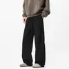 Estilo de Rua Outono e Primavera Vintage Plus Size Masculino Cinza Largo Casual Calça de Moletom com Efeito Drapeado