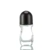 Nuevo Spot Botella de Bola Rodante Plana de 50 ml Vidrio Transparente Aceite Esencial Desodorante Roll-on Botella de Vidrio