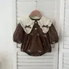 Ropa para Gatear de Bebé Estilo Coreano Primavera y Otoño Nueva Mameluco de Niña con Cuello Bordado de Manga Larga Ropa Linda Holgada