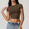 Transfronterizo Casual Versátil Ajustado Secado Rápido Tops de Fitness Ropa de Yoga Running Pilates Camiseta Deportiva Manga Corta 8743