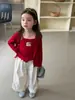 Conjunto Estilo Coreano para Meninas 26 Novos Modelos para o Início do Outono, Suspensórios Estilosos, Jaqueta Cardigã da Moda, Calça Wide-Leg para Bebê