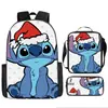 2024 Nueva Mochila Escolar de Stitch Set de Tres Piezas de Stitch Mochila con Dibujos Animados Impresos para Estudiante de Primaria Bolso de Hombro Estuche para Lápices traje