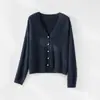 Cardigã de malha com gola V, lã de caxemira e seda, contagem 28, cor nuvem de fufu de leite, angorá, feminino, 26, peça de outer wear de outono