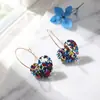 Ins Estilo Milenio Lentejuelas Coloridas Pendiente Transparente de Corazón Melocotón Resina de Lámina de Color Corazón Pendientes Pequeños de Nicho