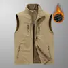 Colete de fleece forrado em ambos os lados 1806, colete de trabalho leve masculino de secagem rápida para atividades ao ar livre, colete para pesca e fotografia