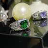 Anel Versa Coração Esmeralda Natural Sintética Feminino Sentimento Antigo Banhado a Ouro 18K Anel de Zircônia Verde Malaquita