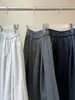 Pantalones casuales grises de pierna ancha cropped para mujer, nuevo estilo de otoño, cintura elástica con cordón, corte holgado, versátiles, con caída, pantalones de longitud media estilo japonés